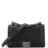 CHANEL Boy Flap Bag Horizontal Quilted Lambskin Old Medium