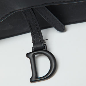 Dior Black Leather Saddle Flap Belt Bag