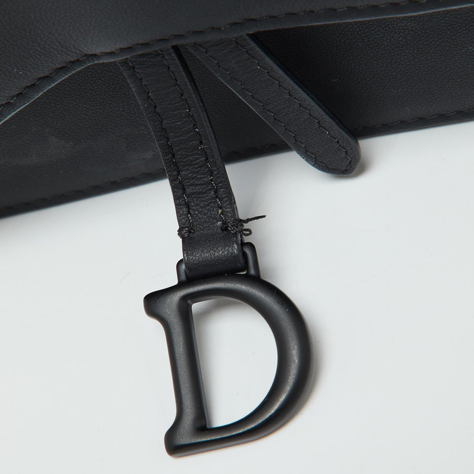 Dior Black Leather Saddle Flap Belt Bag