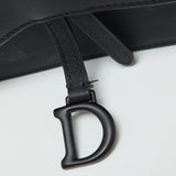 Dior Black Leather Saddle Flap Belt Bag