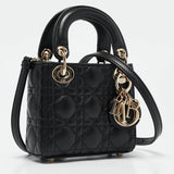 Dior Black Cannage Leather Micro Lady Dior Tote