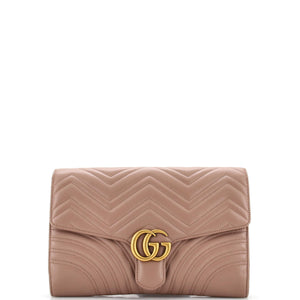 GUCCI GG Marmont Flap Clutch Matelasse Leather