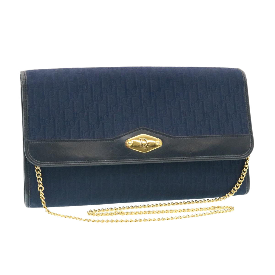 CHRISTIAN DIOR Honeycomb Canvas Shoulder Bag Navy  am1653g