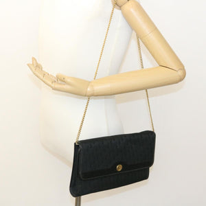 CHRISTIAN DIOR Trotter Canvas Chain Shoulder Bag Black  am1985g