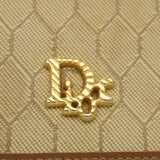 CHRISTIAN DIOR Honeycomb Chain Shoulder Bag Canvas Beige  am2250g