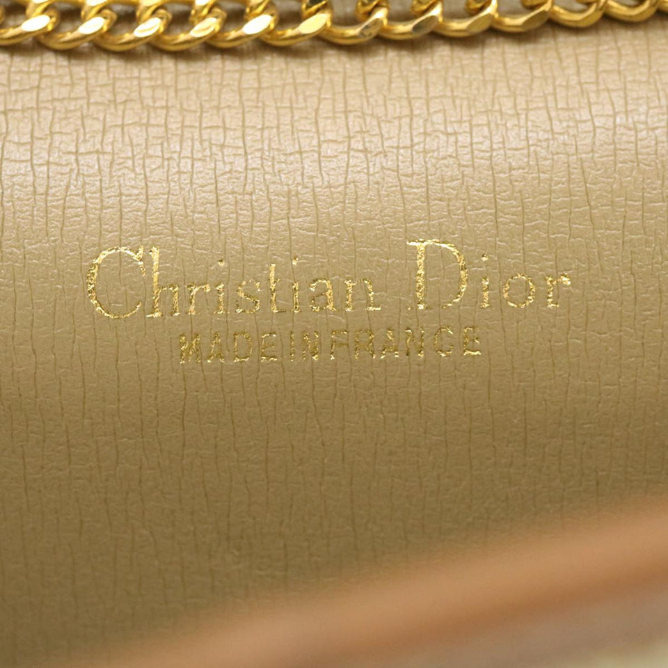 CHRISTIAN DIOR Honeycomb Chain Shoulder Bag Canvas Beige  am2250g