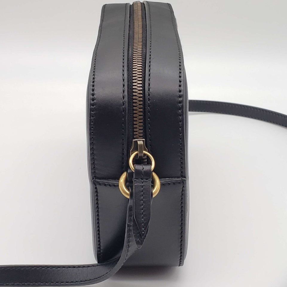 Gucci Bee Camera Black Leather Crossbody Bag