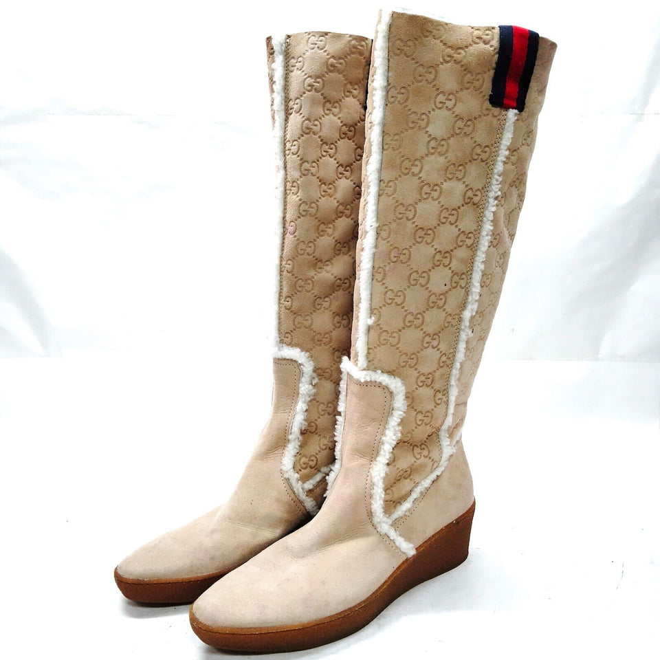 Gucci Boots Women Beiges Suede