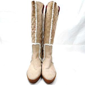 Gucci Boots Women Beiges Suede