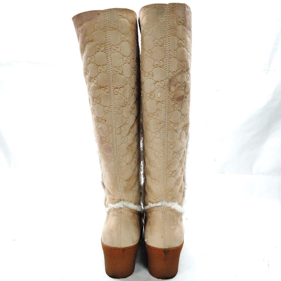 Gucci Boots Women Beiges Suede