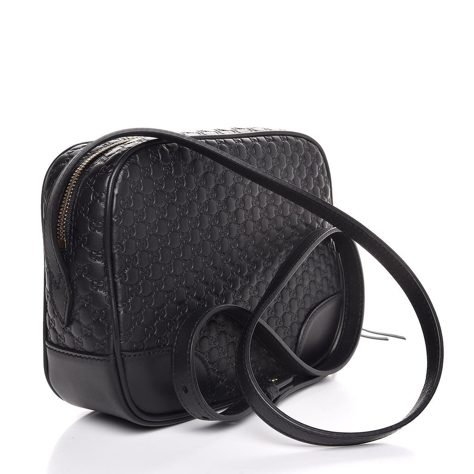 Gucci Bree Black Leather Microguccisima GG Cross Body Bag 449413