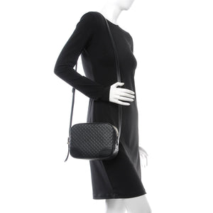 Gucci Bree Black Leather Microguccisima GG Cross Body Bag 449413
