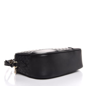 Gucci Bree Black Leather Microguccisima GG Cross Body Bag 449413