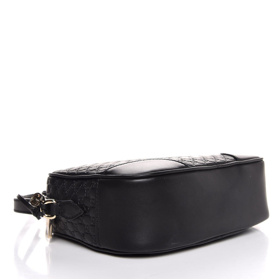 Gucci Bree Black Leather Microguccisima GG Cross Body Bag 449413