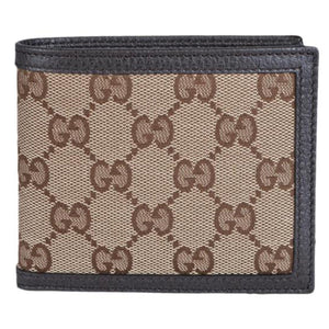 Gucci GG Canvas Brown/Beige Leather Bifold Wallet 260987