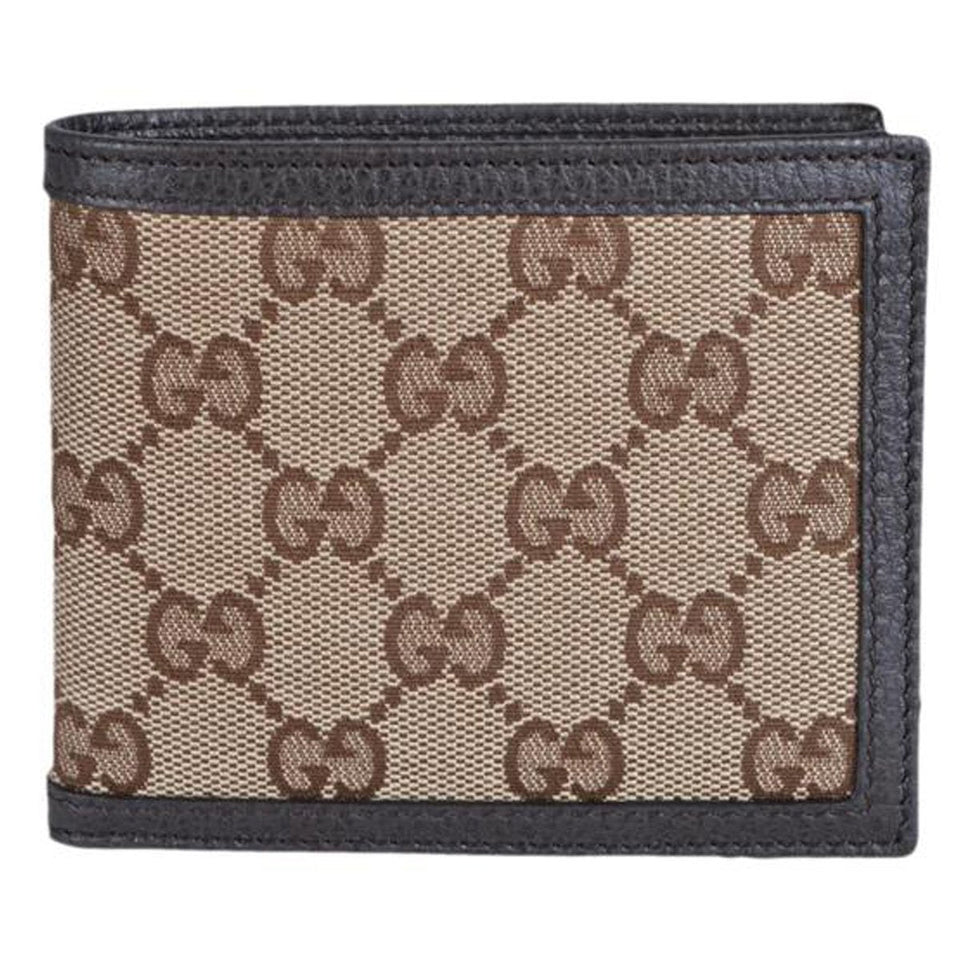 Gucci GG Canvas Brown/Beige Leather Bifold Wallet 260987