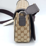Gucci GG Canvas Leather Brown Messenger Shoulder Bag