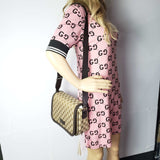 Gucci GG Canvas Leather Brown Messenger Shoulder Bag