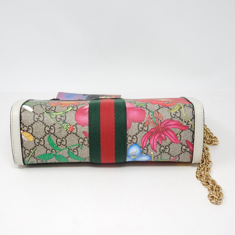 Gucci Ophidia GG Flora White Clutch & Shoulder Bag
