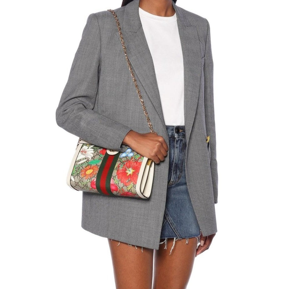 Gucci Ophidia GG Flora White Clutch & Shoulder Bag