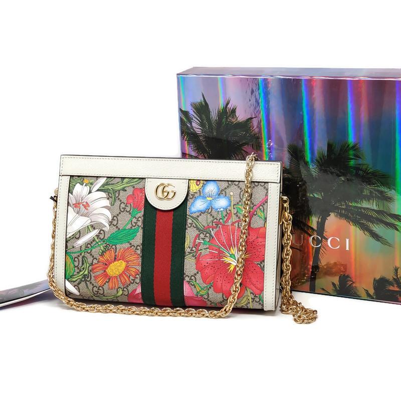 Gucci Ophidia GG Flora White Clutch & Shoulder Bag
