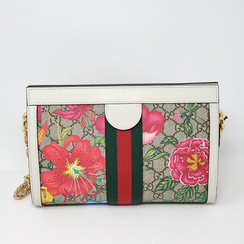 Gucci Ophidia GG Flora White Clutch & Shoulder Bag