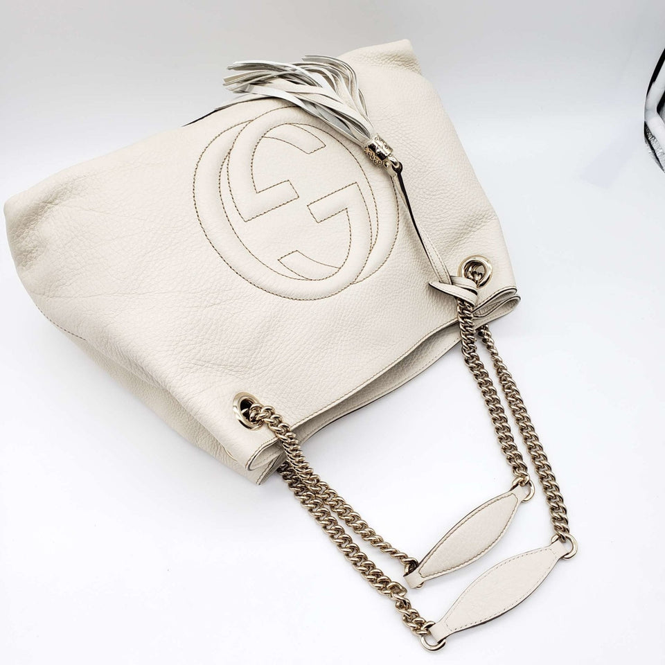Gucci GG Soho on Chain Medium White Shoulder Bag