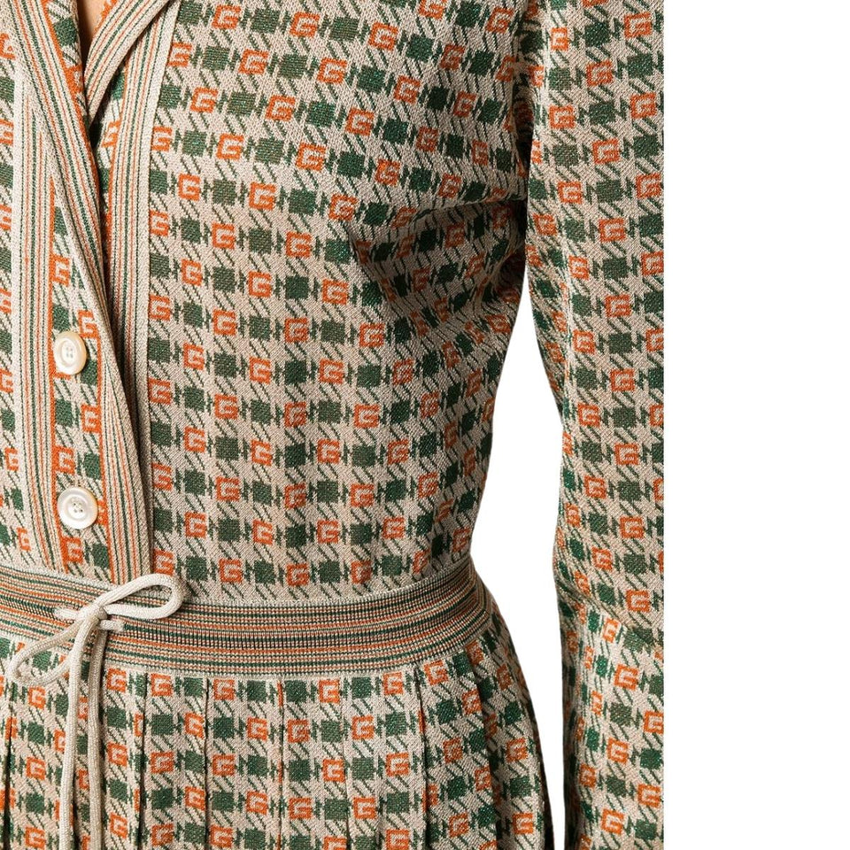 Gucci Long Square G Lamé Dress