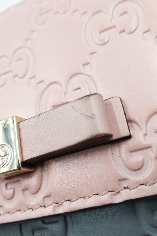 Guccisima Bow Continental Wallet Pink Grey