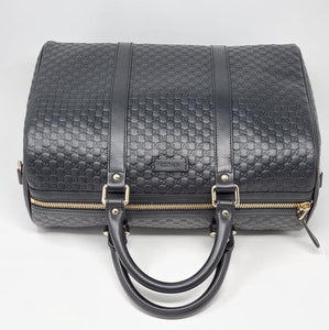 Gucci Guccissima Black Medium Boston Satchel Bag