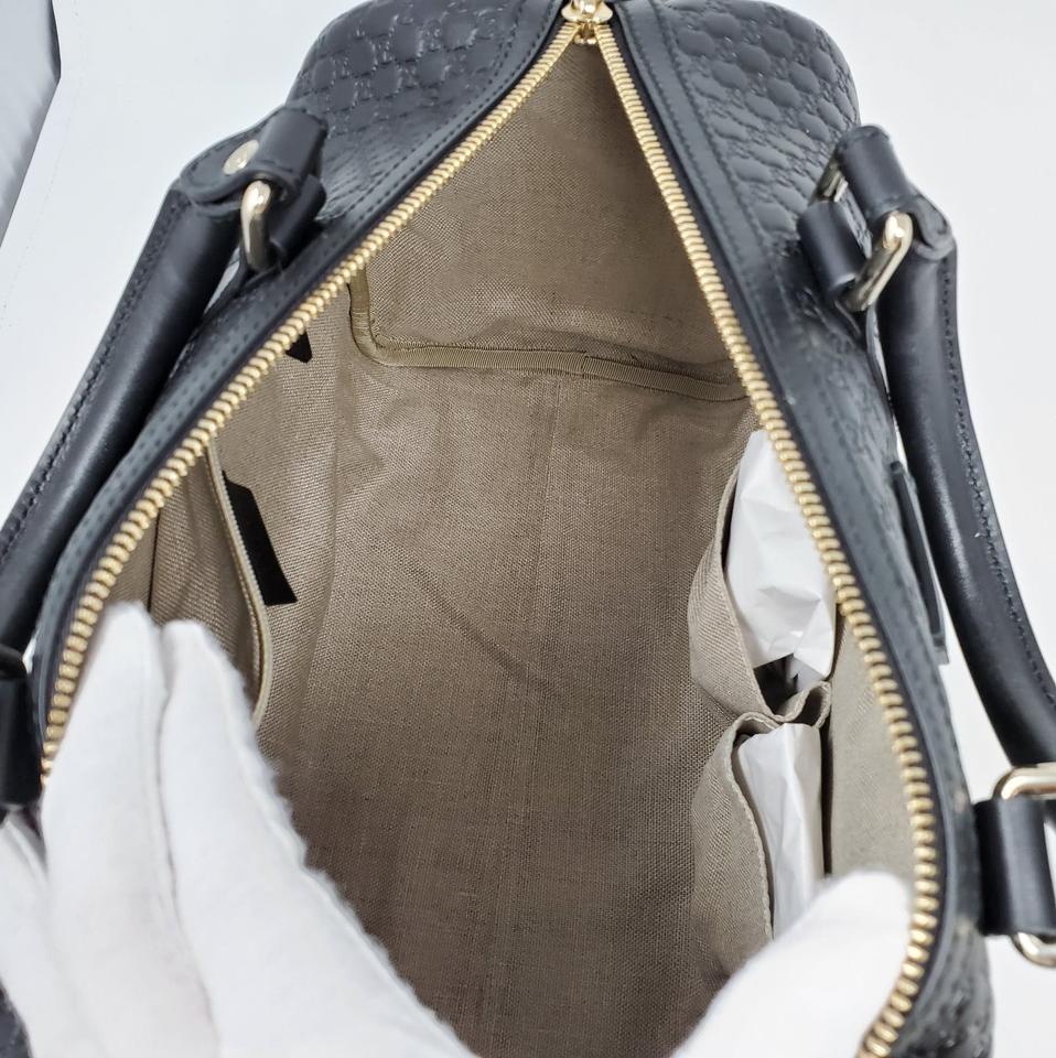 Gucci Guccissima Black Medium Boston Satchel Bag