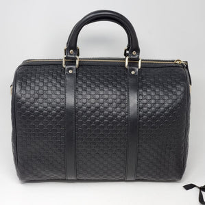Gucci Guccissima Black Medium Boston Satchel Bag