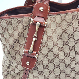 Gucci Leather and Canvas Brown Shoulder Bag