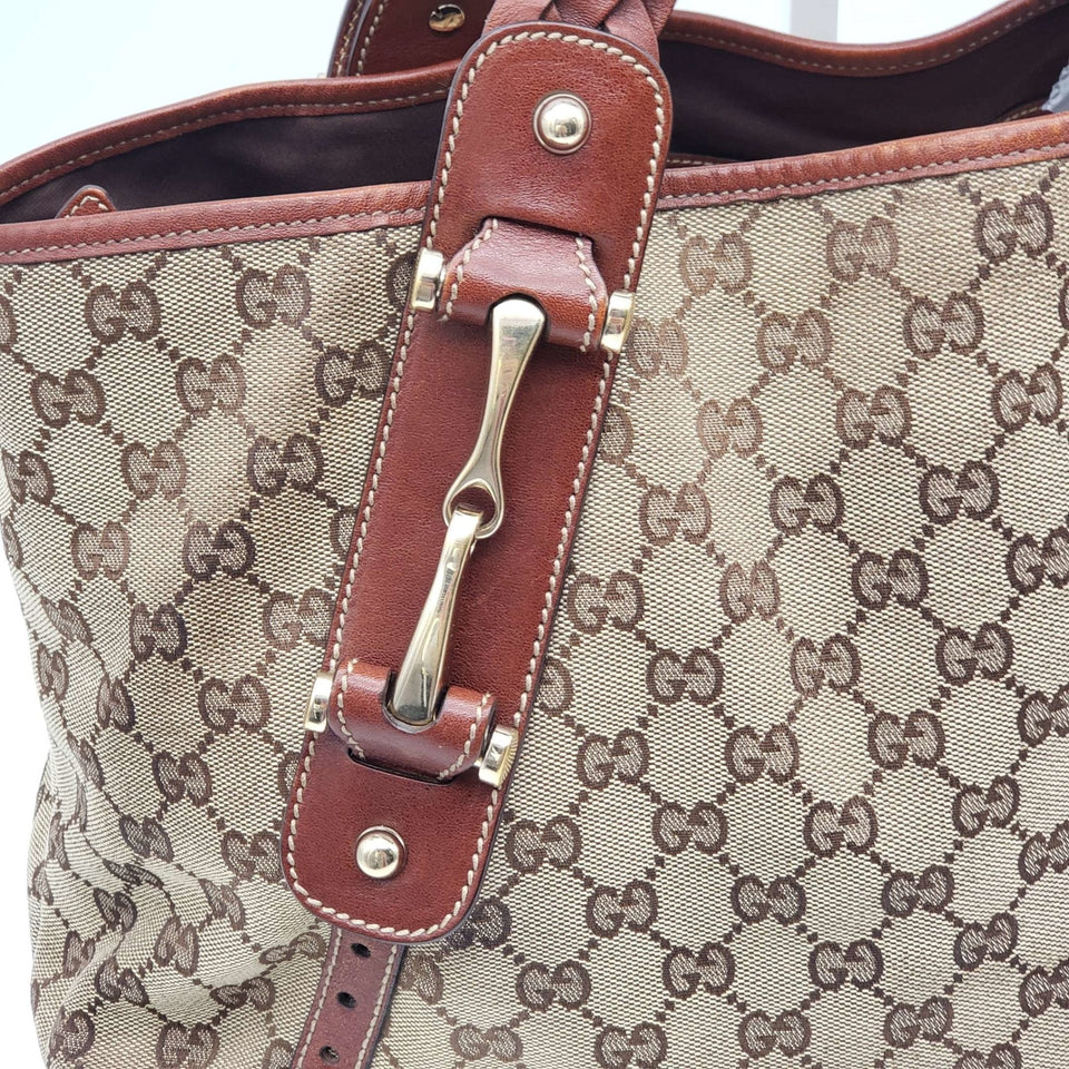 Gucci Leather and Canvas Brown Shoulder Bag