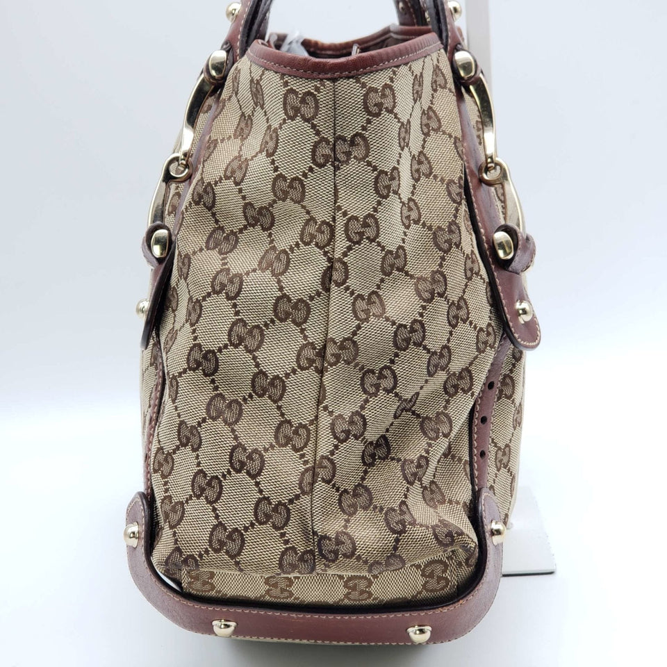 Gucci Leather and Canvas Brown Shoulder Bag