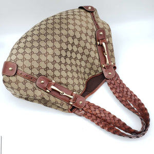 Gucci Leather and Canvas Brown Shoulder Bag