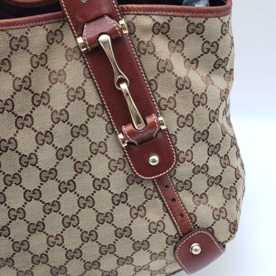 Gucci Leather and Canvas Brown Shoulder Bag