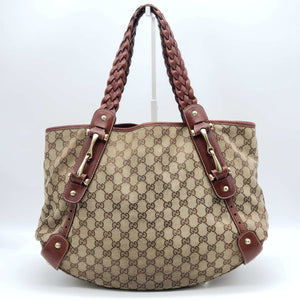 Gucci Leather and Canvas Brown Shoulder Bag