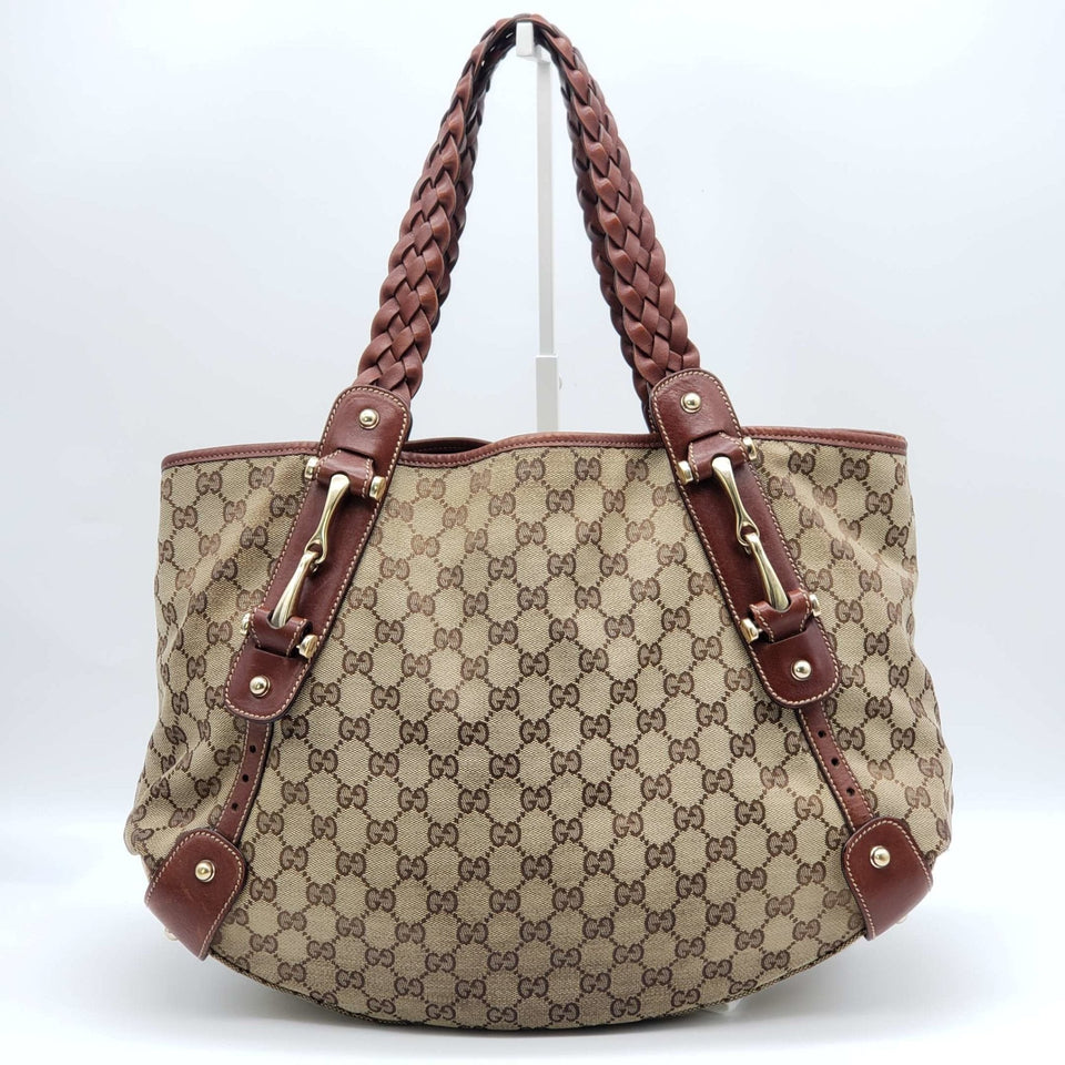 Gucci Leather and Canvas Brown Shoulder Bag