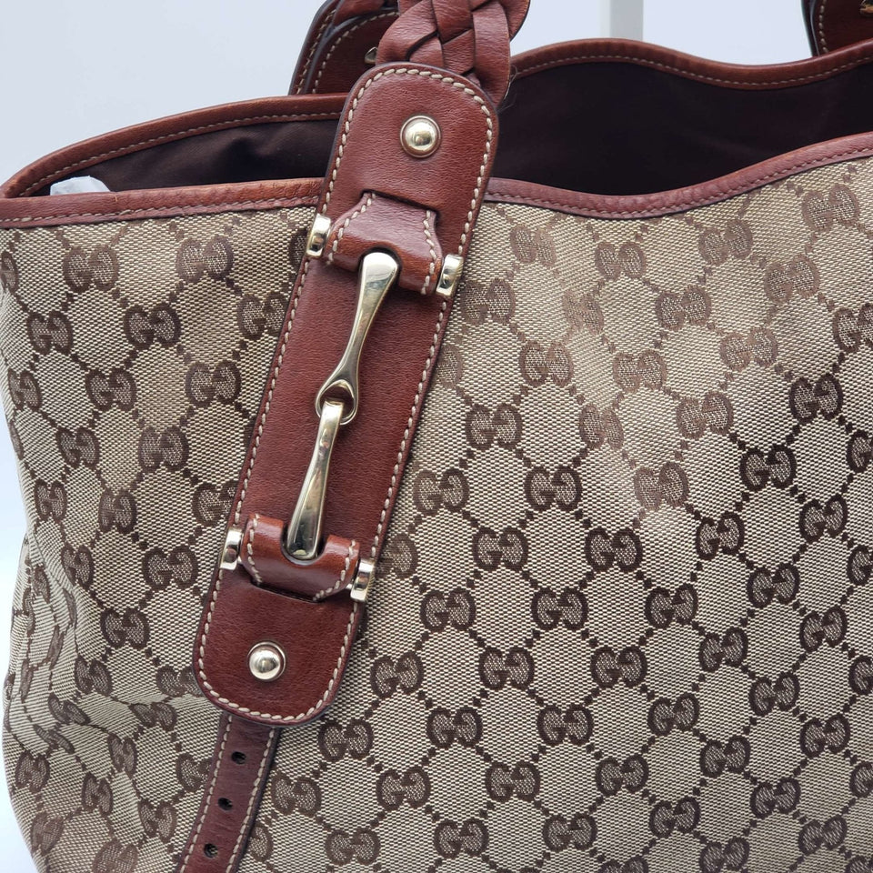 Gucci Leather and Canvas Brown Shoulder Bag