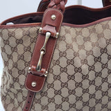 Gucci Leather and Canvas Brown Shoulder Bag