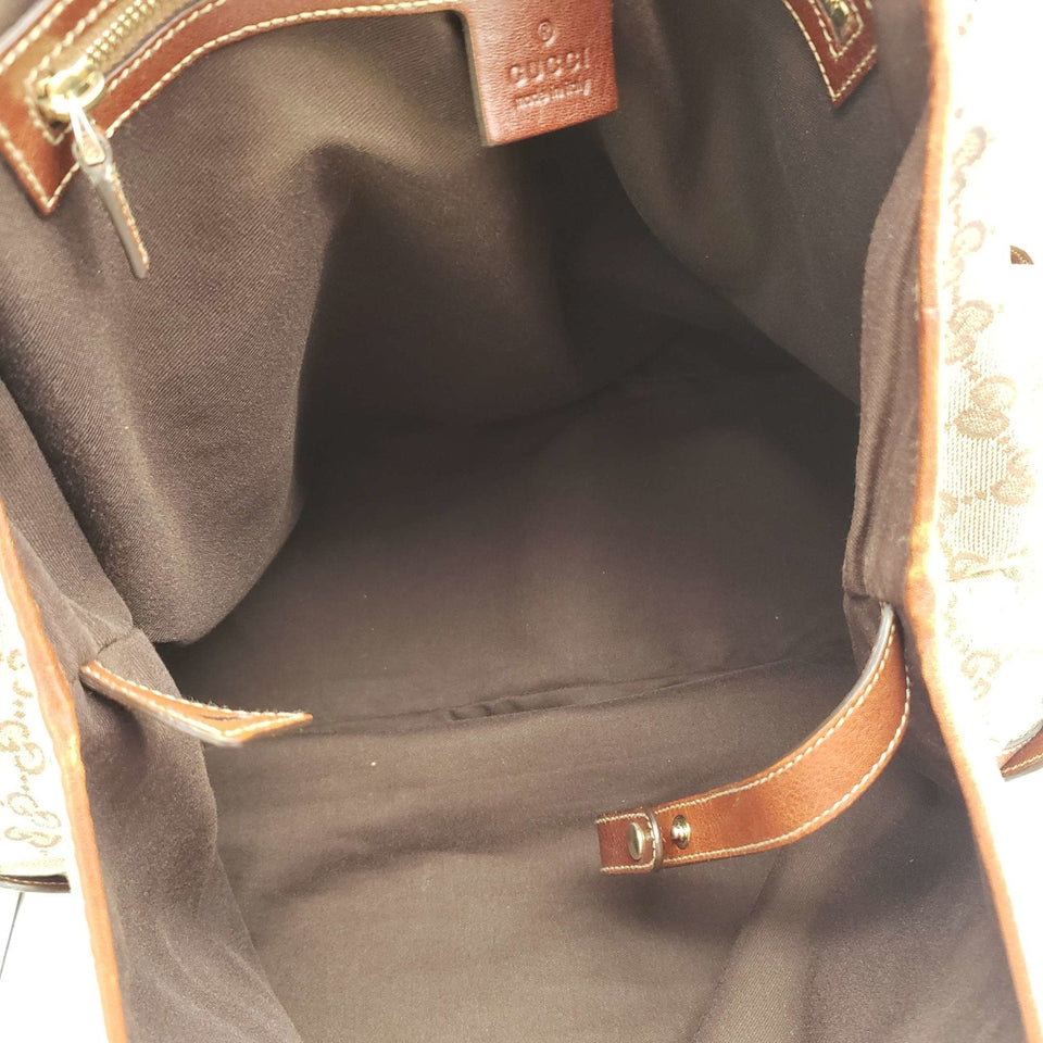 Gucci Leather and Canvas Brown Shoulder Bag