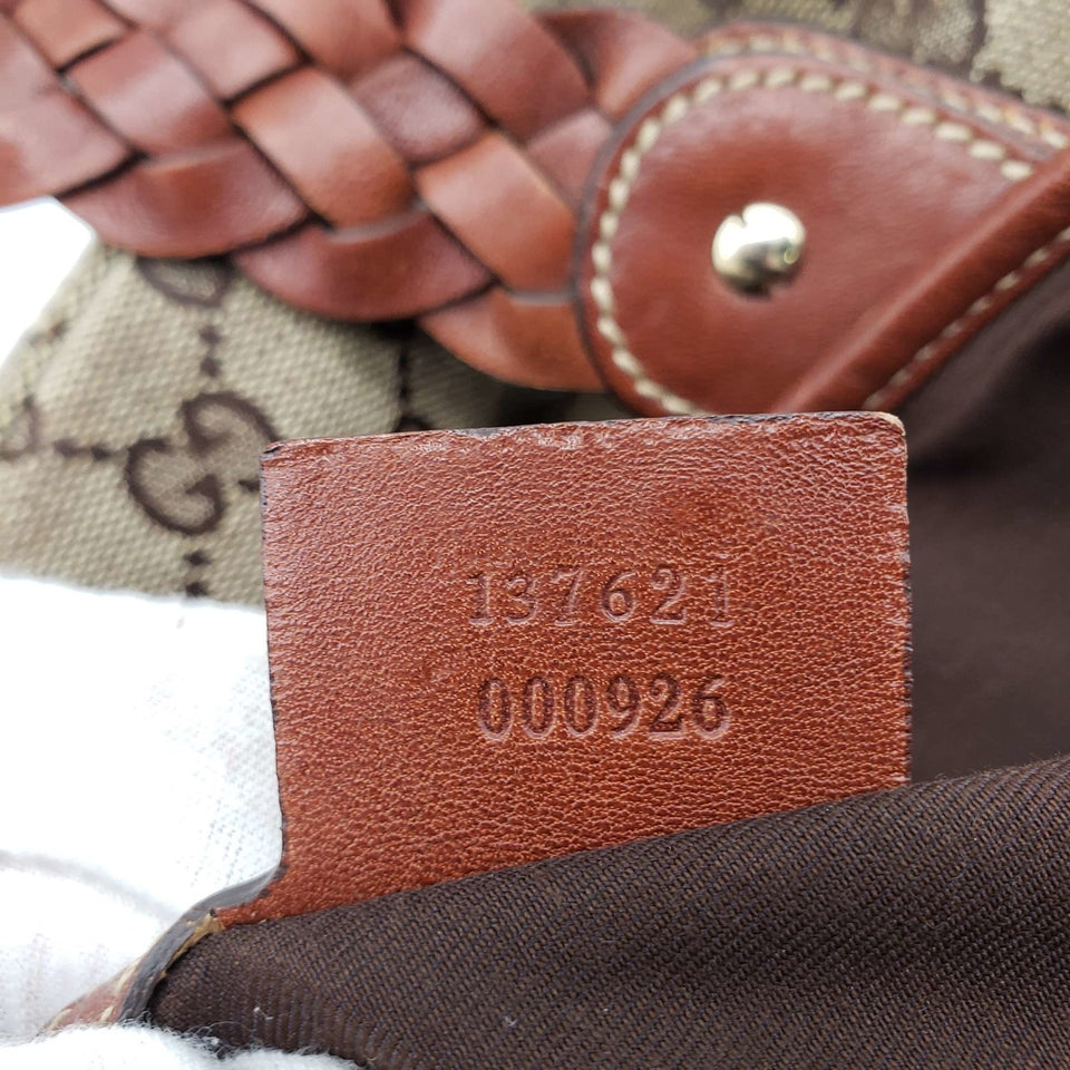 Gucci Leather and Canvas Brown Shoulder Bag