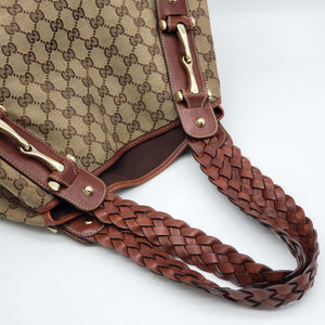 Gucci Leather and Canvas Brown Shoulder Bag