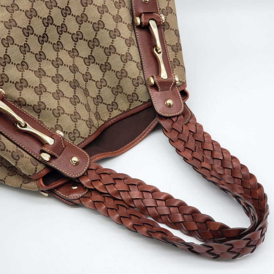 Gucci Leather and Canvas Brown Shoulder Bag