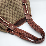 Gucci Leather and Canvas Brown Shoulder Bag