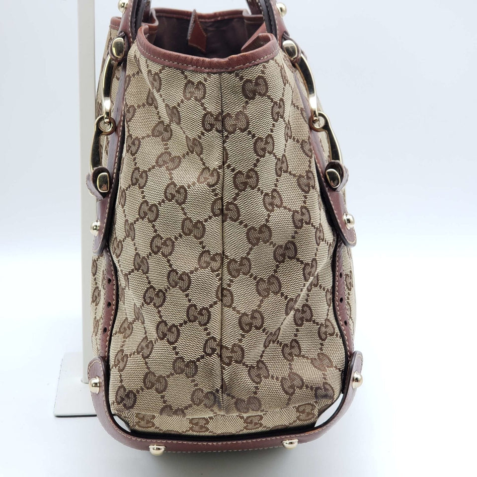 Gucci Leather and Canvas Brown Shoulder Bag