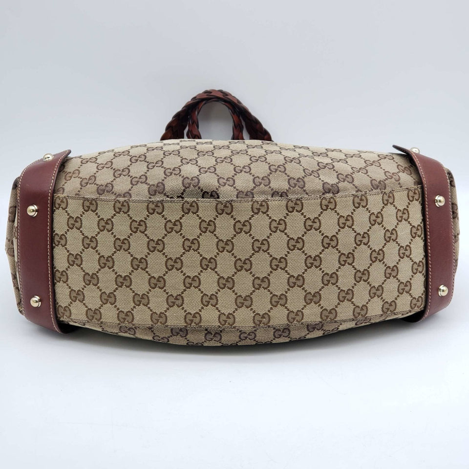 Gucci Leather and Canvas Brown Shoulder Bag