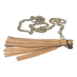 Gucci Leather Tassel GG Gold Chain Camelia Beige Belt Size (32) 388992