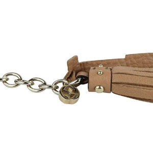 Gucci Leather Tassel GG Gold Chain Camelia Beige Belt Size (32) 388992